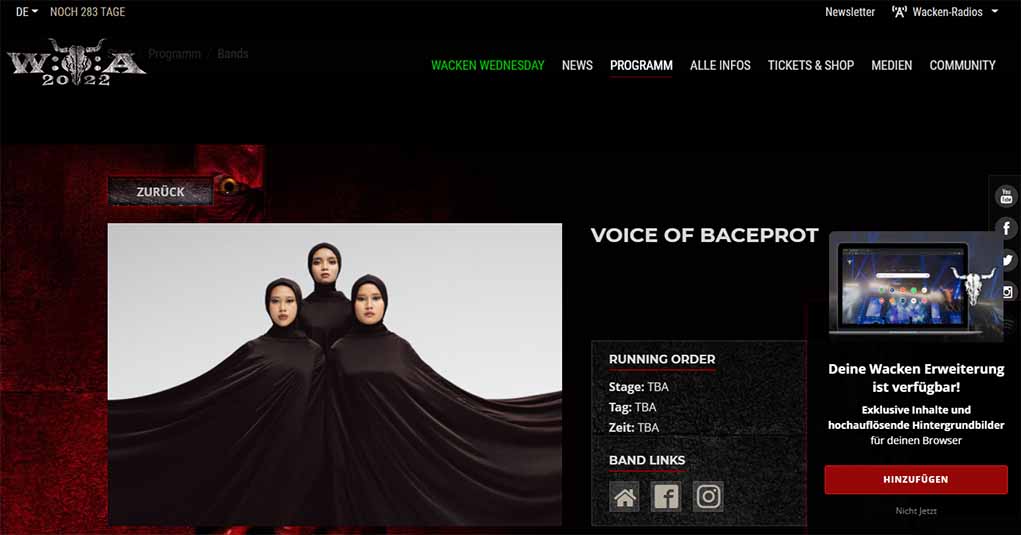 Voice of Baceprot Akan Tampil di Wacken Open Air Jerman 2022
